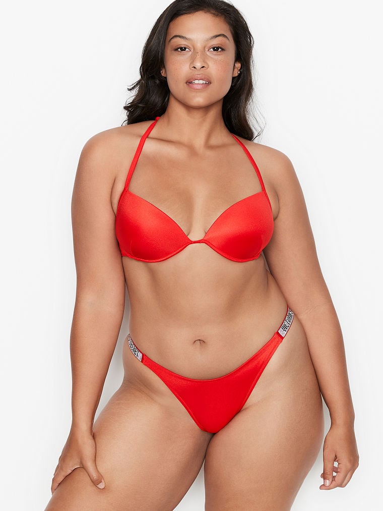 Shine Strap Full Coverage Push-Up Bikini Top & Shine Strap Brazilian Bikini Bottom