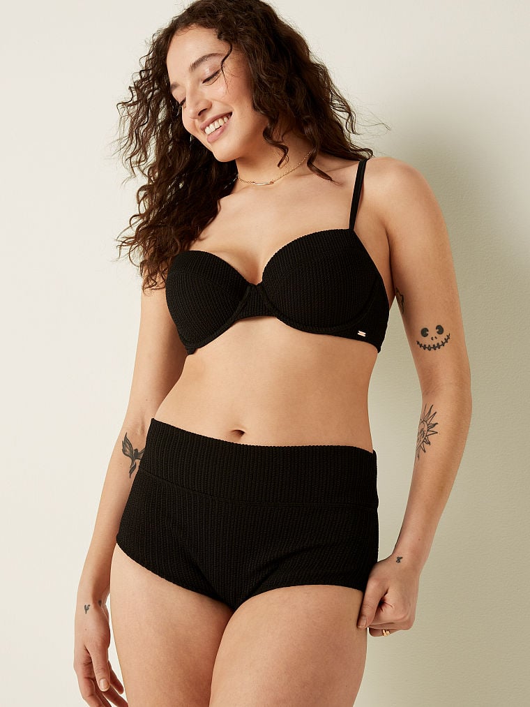 CRINKLE PUSH-UP BIKINI TOP & Crinkle High Waist Shortie Bikini Bottom