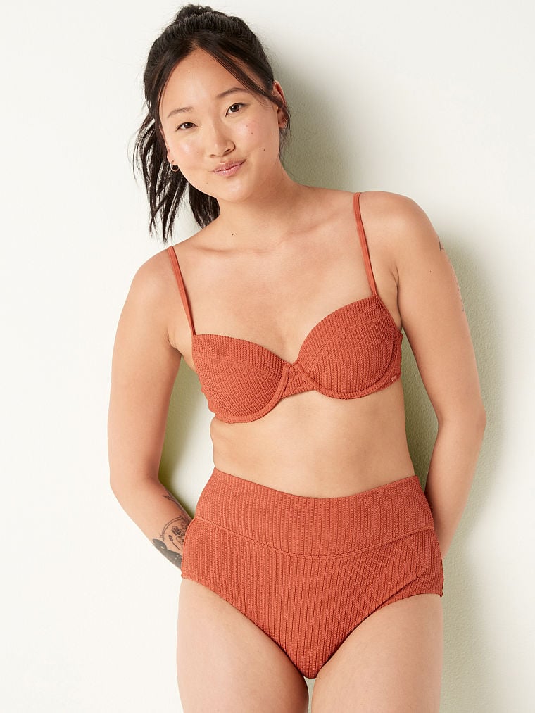 Crinkle Push-Up Bikini Top & Crinkle High Waist Shortie Bikini Bottom
