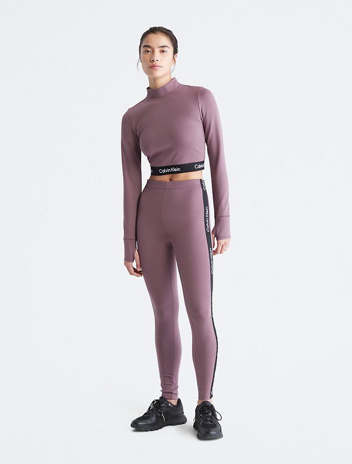 Performance Mock Neck Crop Top & Performance Logo Tape High Waist Leggings
