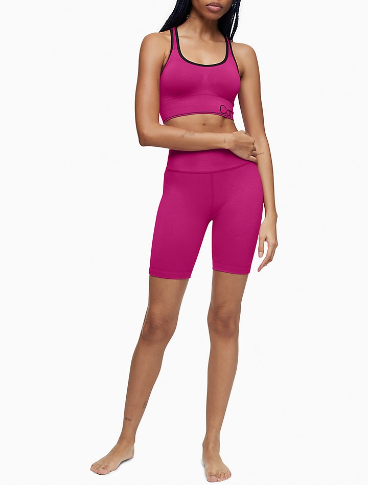 Performance Seamless Medium Impact Sports Bra & Performance Thin Rib High Waisted Bike Shorts