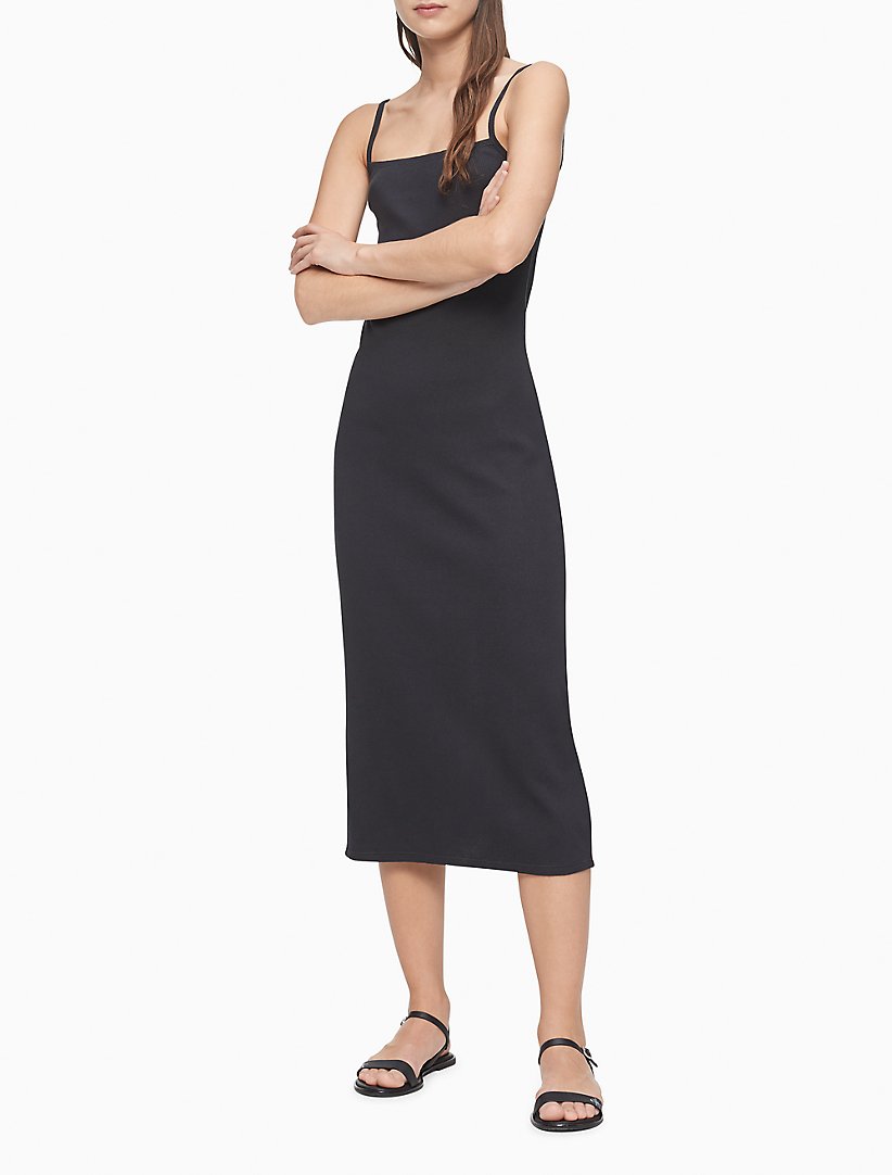 Calvin Klein Strappy Ribbed Midi Dress