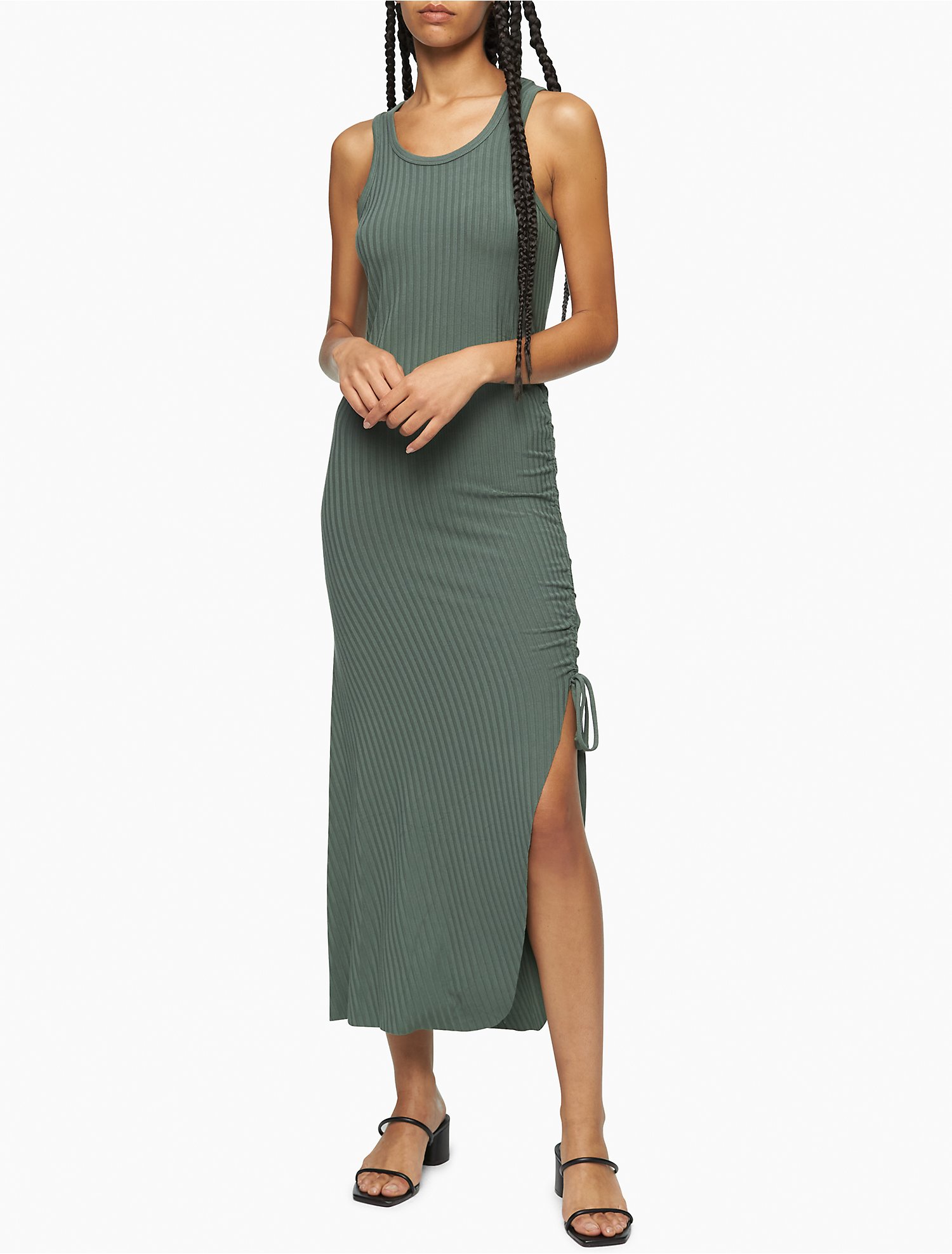 Ruched Midi Tank Dress