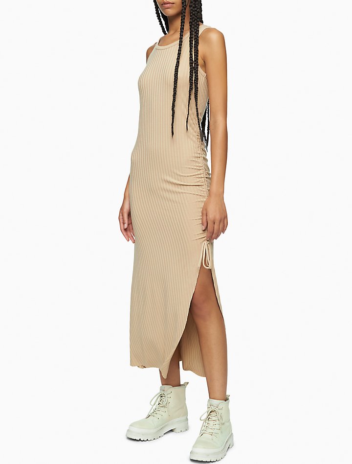 Ruched Midi Tank Dress