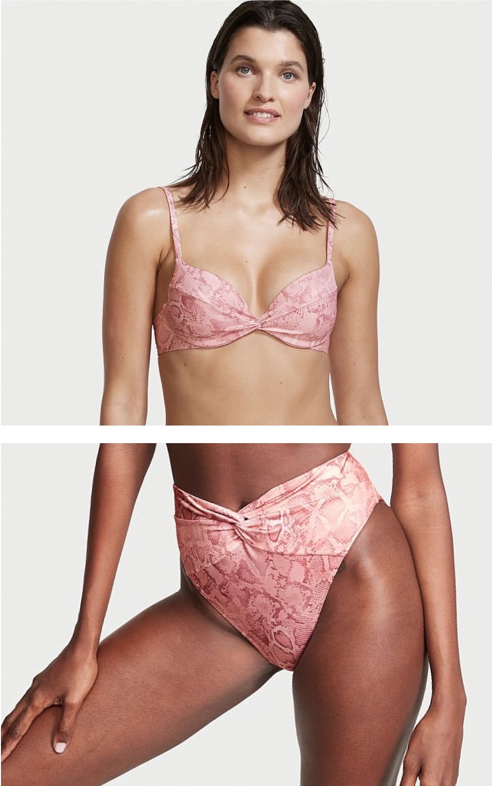 Twist Removable Push-Up Bikini Top & Twist High Waist Cheeky Bikini Bottom