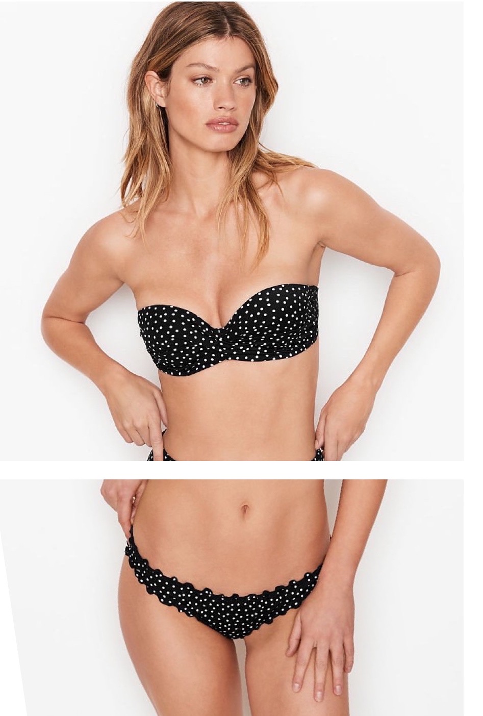 Twist-Front Bandeau Swim Top & Capri Ruffle Cheeky Swim Bottom