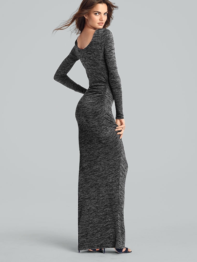 draped-back maxi dress