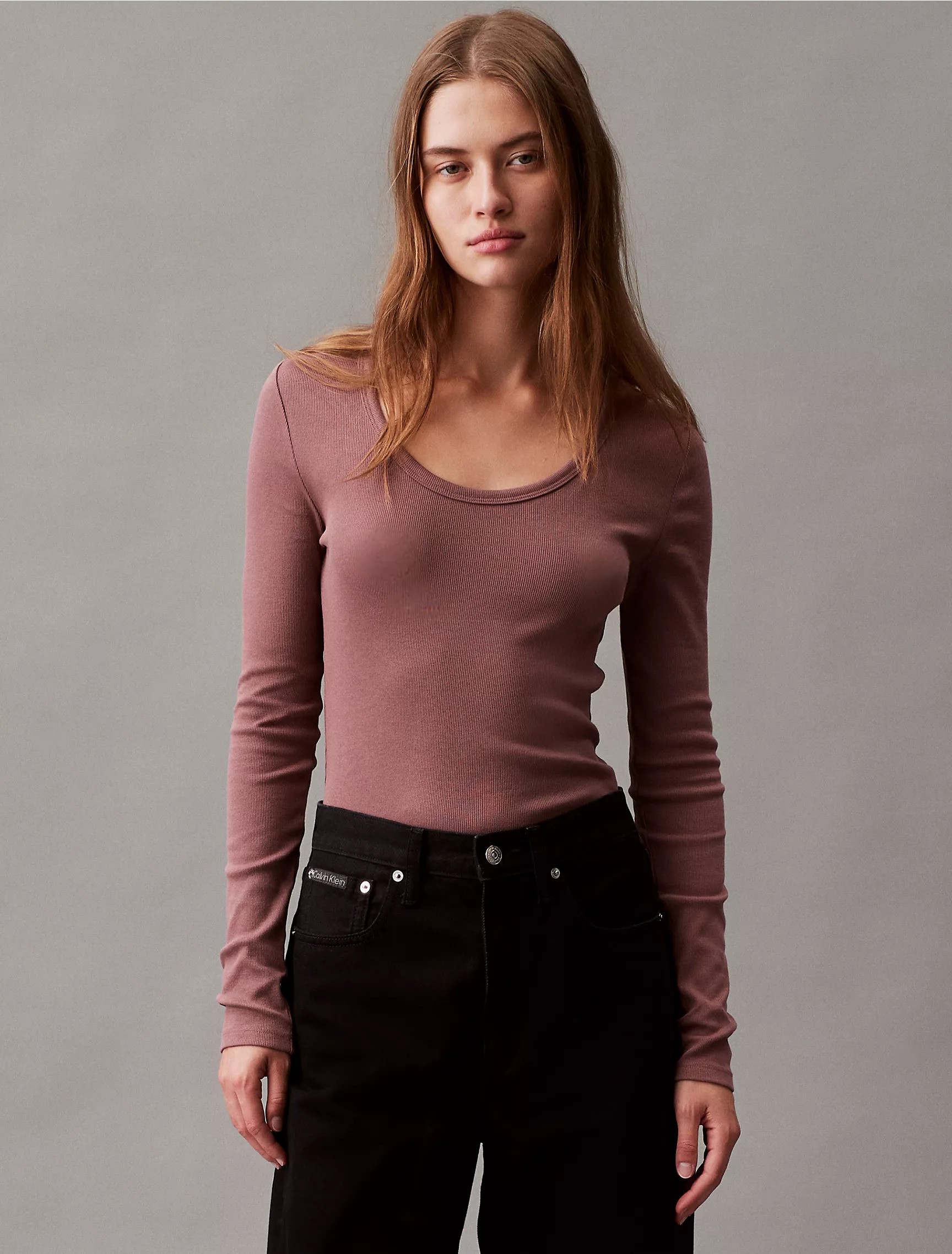 Cotton Contour Rib Slim Fit Long Sleeve T-Shirt