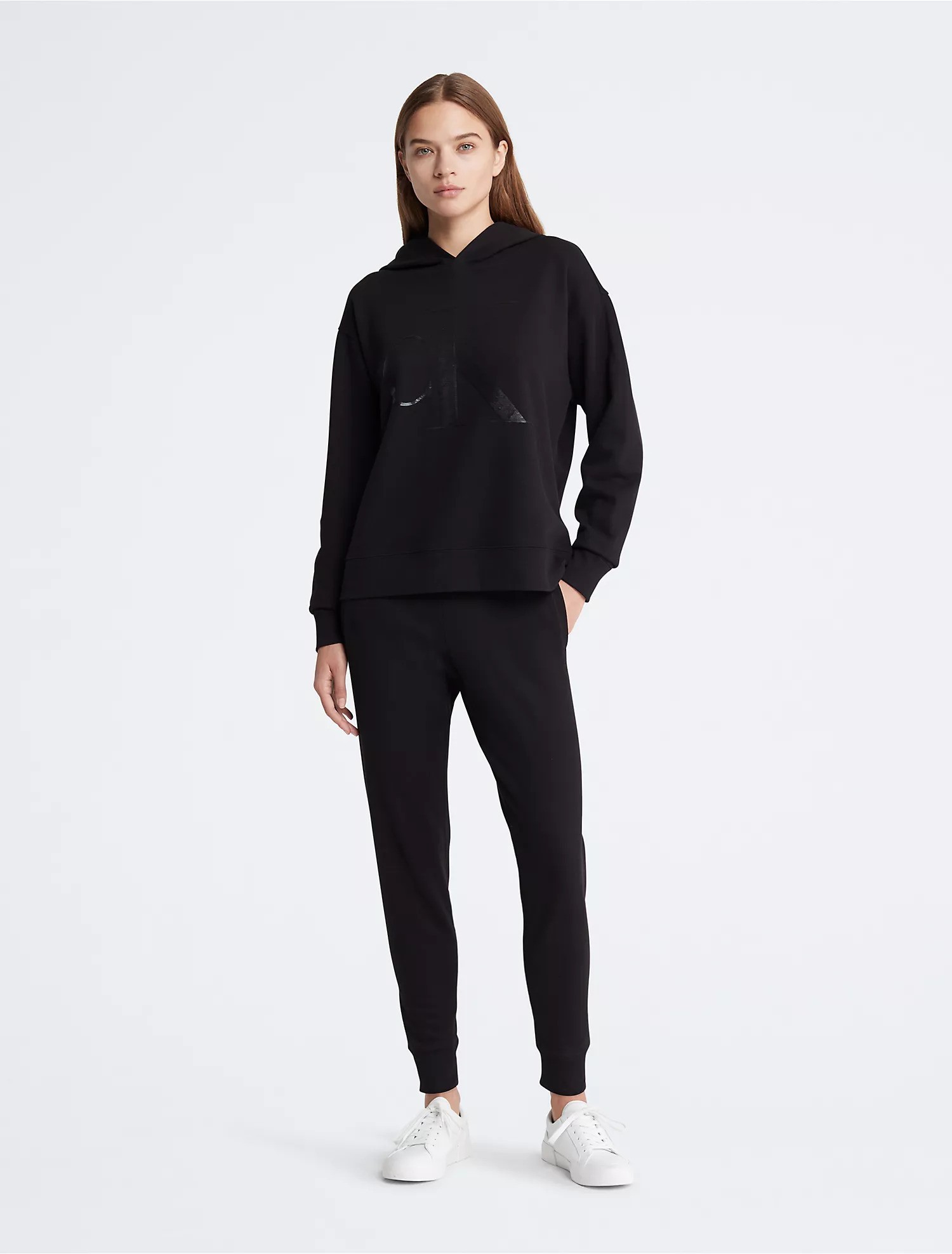 Sequin Monogram Logo Hoodie & Welt Pocket Joggers