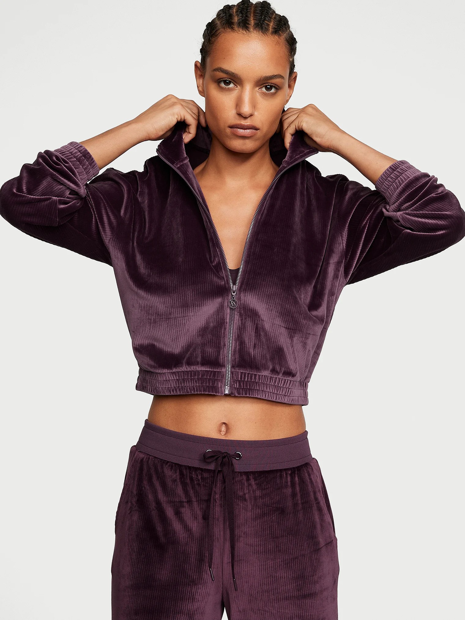 Velour Ribbed Full-Zip Track Jacket & Velour Ribbed Lounge Pants