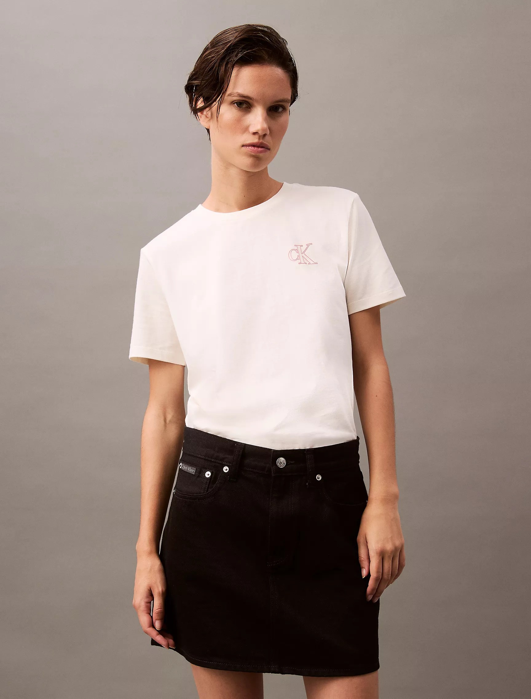 Embroidered Monogram Logo Classic Crewneck T-Shirt